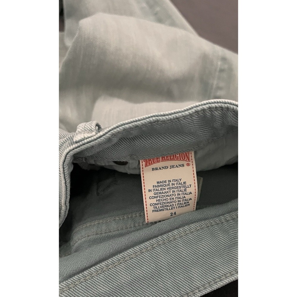 True Religion Jeans Womens 24 Green Denim Low Rise Super Skinny Raw Hem - Picture 9 of 16